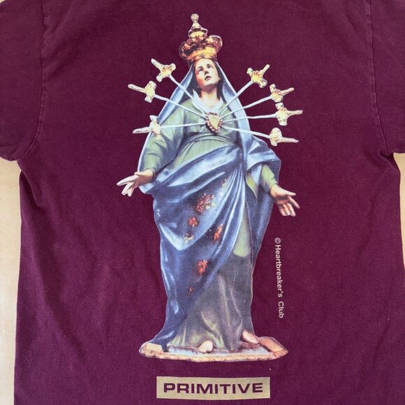 primitive t shirt medium Skateboarding Tee Virgin Mary Gothic - Picture 1 of 5